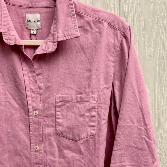 NIC+ZOE Summer Day Shirt Tunic Pink Small NWT - Picture 4 of 7